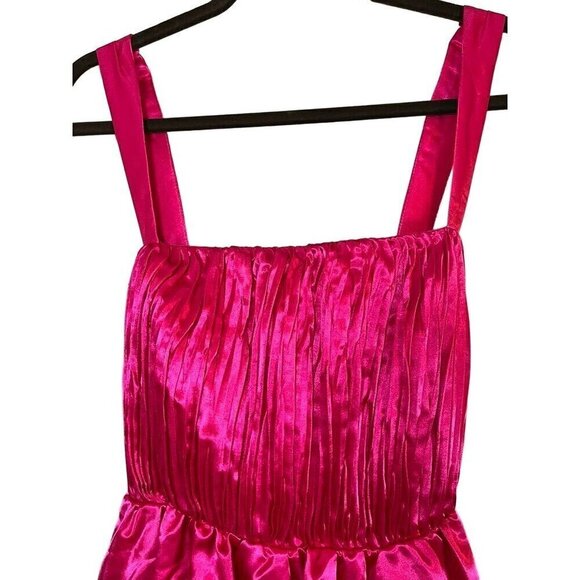 Anthropologie Dress 14 Maeve Pink Satin Mini Bow Tie Feminine Retro Sexy Vegas - Picture 4 of 16